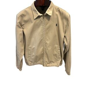Vintage Ralph Lauren Khaki Cotton Polo Zip Up Jacket with Collar